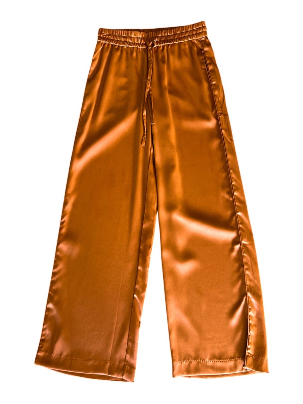 Elie Tahari Satin Silk Wide Leg Copper Satin
Drawstring Pants XS